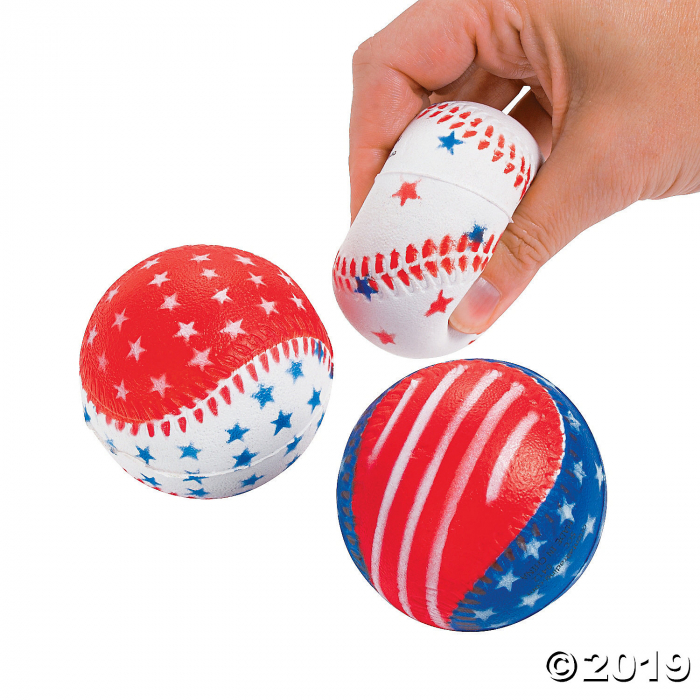 Patriotic Baseball Stress Balls - 12 Pc. (Per Dozen)