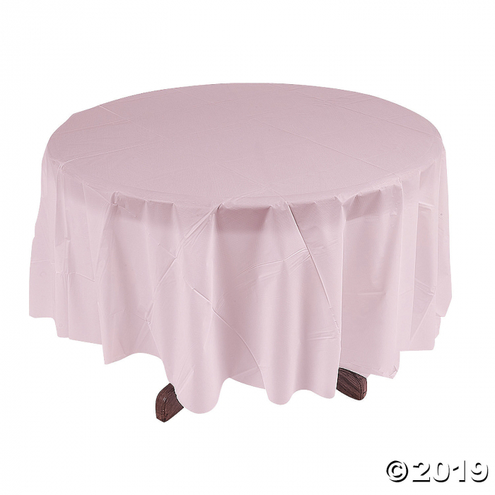 Light Pink Round Plastic Tablecloth