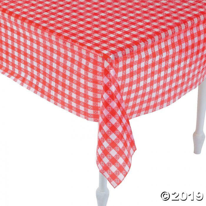 Red & White Checkered Plastic Tablecloth (Per Dozen)