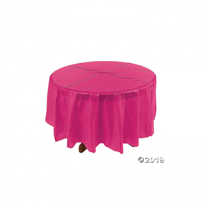 Hot Pink Round Plastic Tablecloth