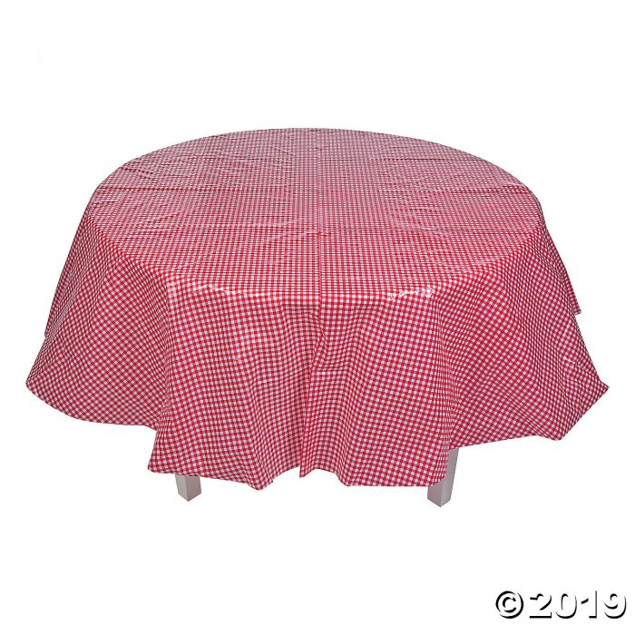 Red Gingham Round Plastic Tablecloth (1 Piece(s))