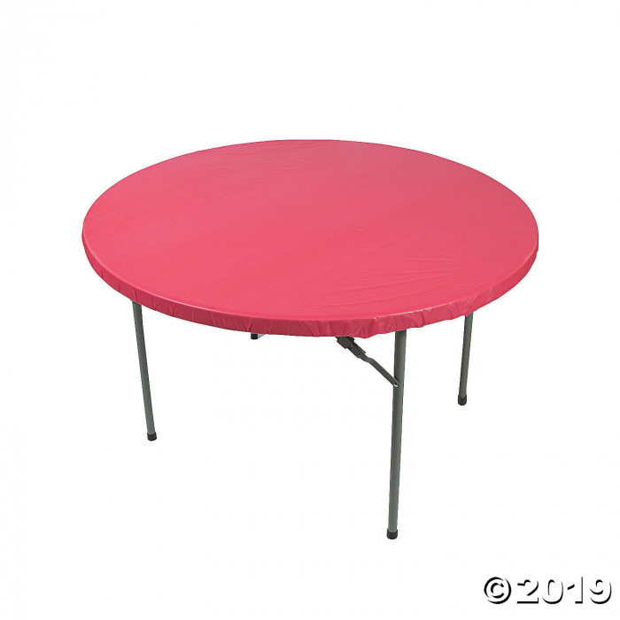 Red Fitted Round Plastic Tablecloth (1 Piece(s))
