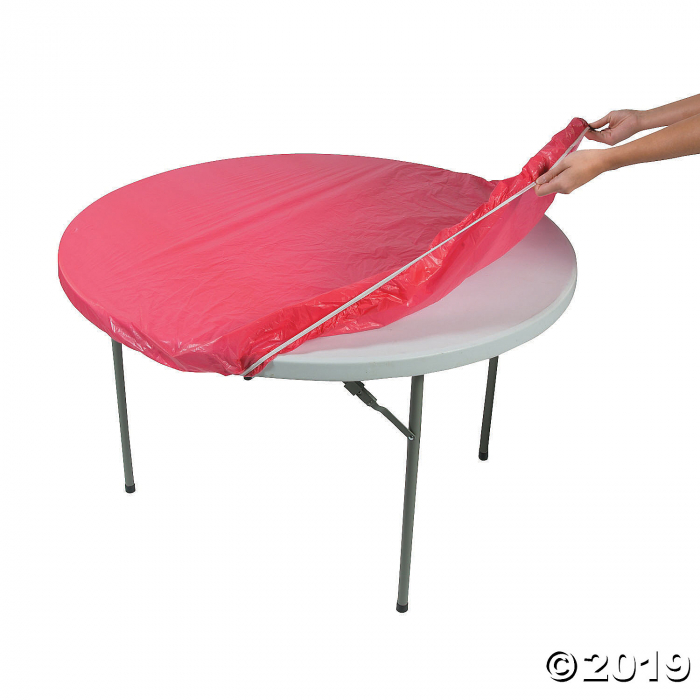 Red Fitted Round Plastic Tablecloth (1 Piece(s))