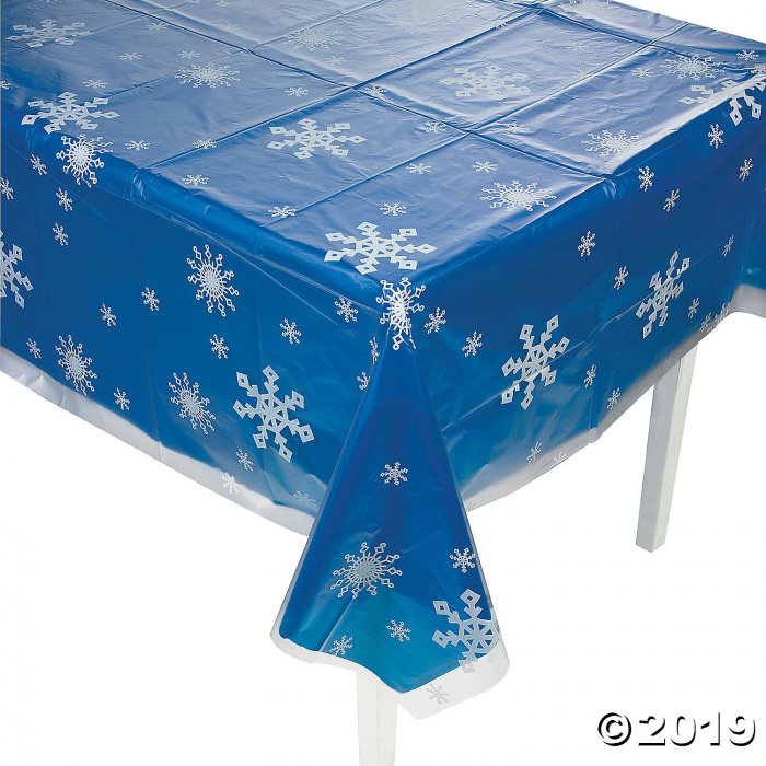 Clear Snowflake Print Plastic Tablecloth (1 Piece(s))