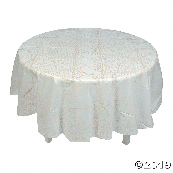 Lace Print Round Plastic Tablecloth (1 Piece(s)) Lace Print Round Plastic Tablecloth (1 Piece(s))