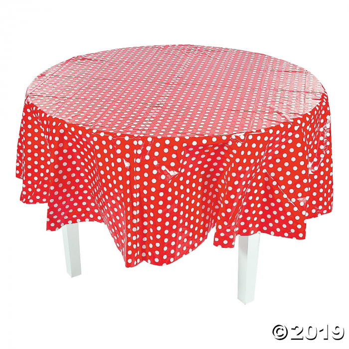 Red Polka Dot Round Plastic Tablecloth (1 Piece(s))