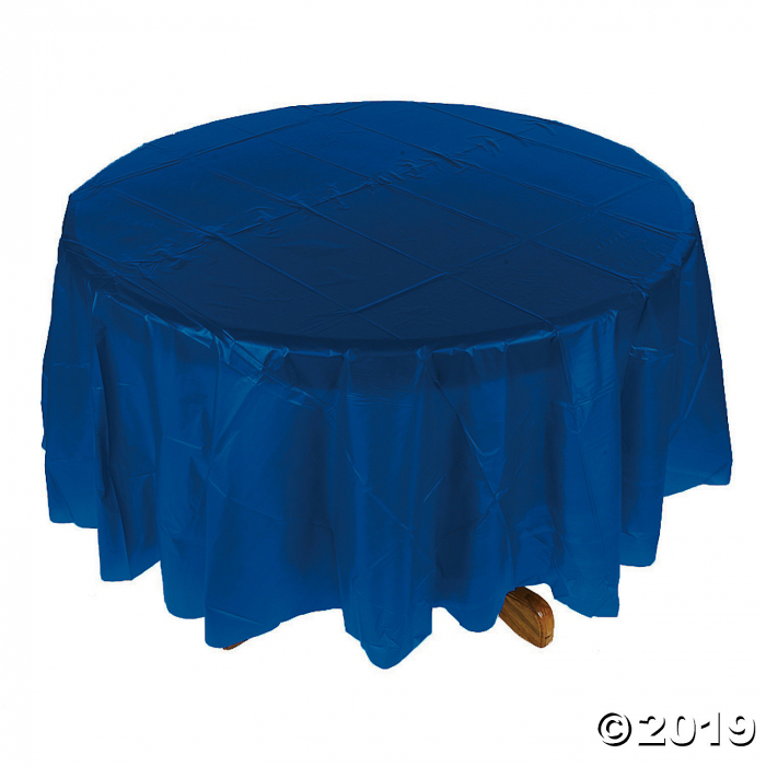 Navy Blue Round Plastic Tablecloth | GlowUniverse.com