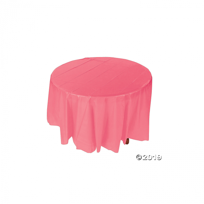 Coral Round Plastic Tablecloth
