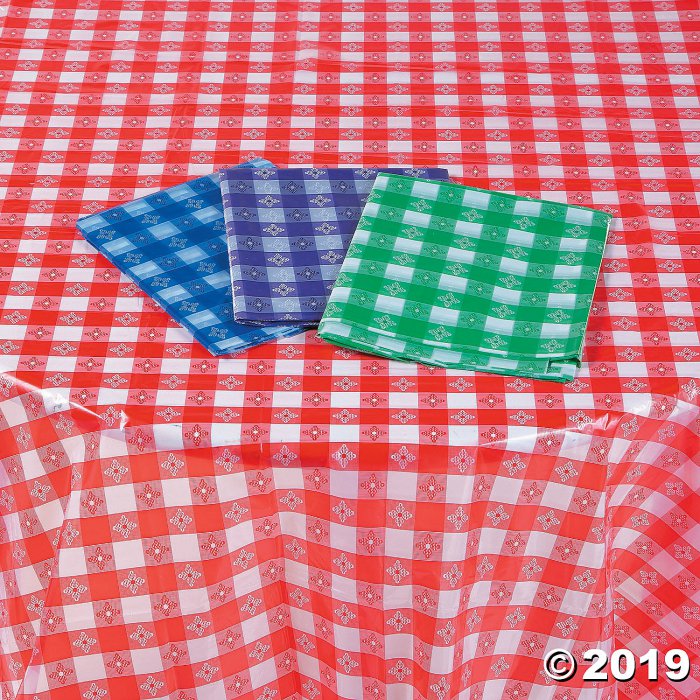 Disposable Checkered Plastic Tablecloth Assortment (Per Dozen)