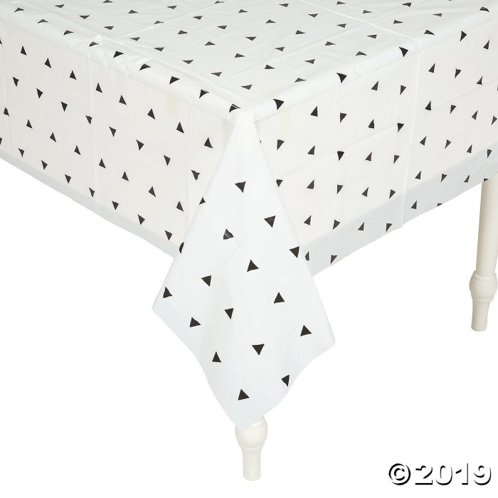 Black & White Triangle Plastic Tablecloth (1 Piece(s))