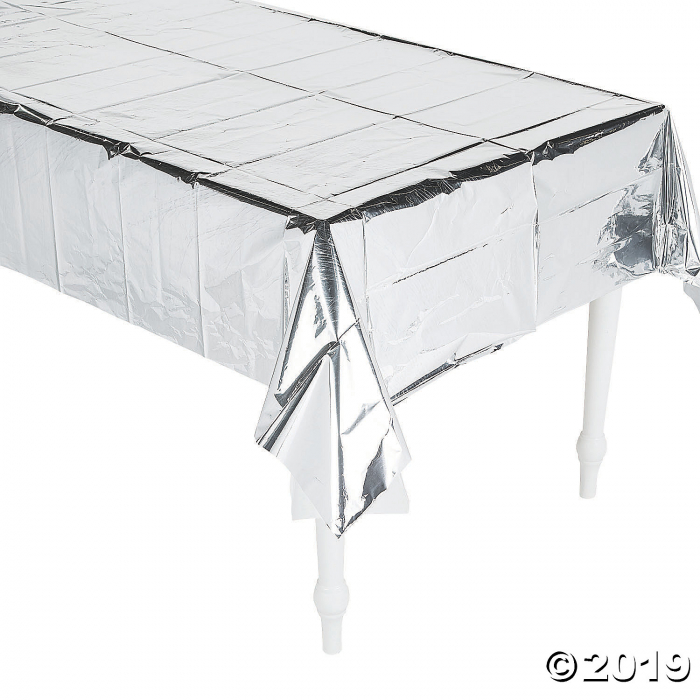 Shiny Metallic Silver Foil Tablecloth (1 Piece(s))