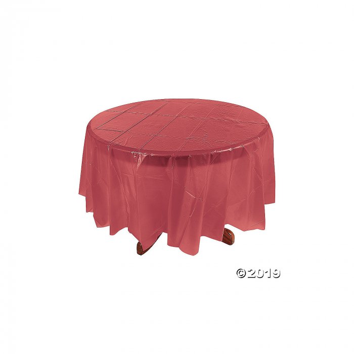 Burgundy Round Plastic Tablecloth (1 Piece(s))