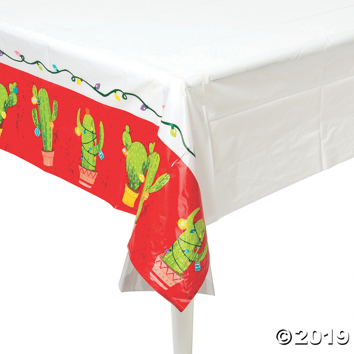 Christmas Cactus Plastic Tablecloth (1 Piece(s)) Christmas Cactus Plastic Tablecloth (1 Piece(s))
