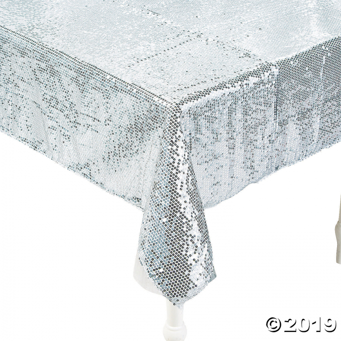 Silver Sequined Tablecloth (1 Piece(s)) | GlowUniverse.com