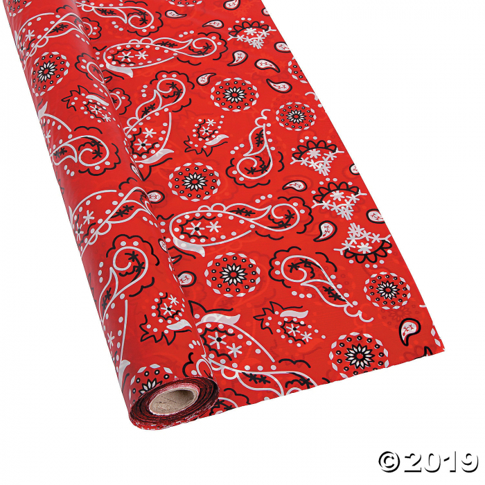 Red Bandana Plastic Tablecloth Roll (1 Roll(s))