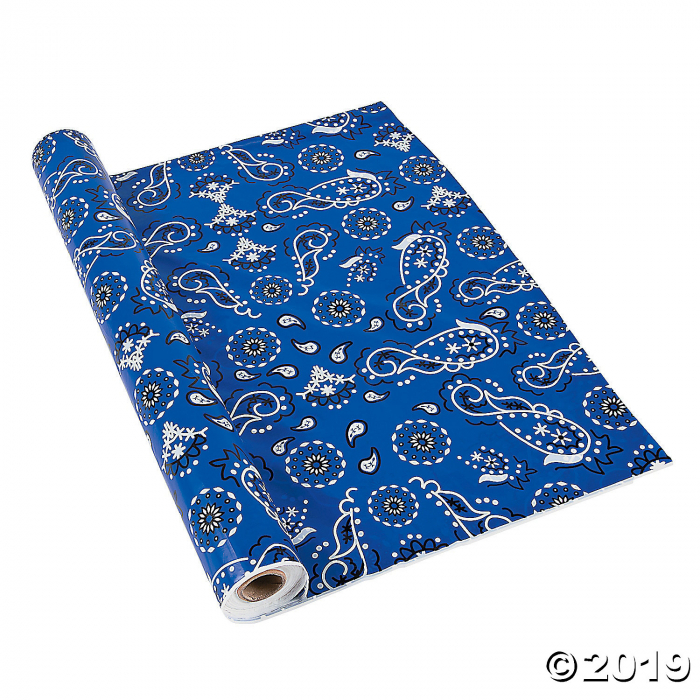 Blue Bandana Plastic Tablecloth Roll (1 Roll(s)) Blue Bandana Plastic Tablecloth Roll (1 Roll(s))