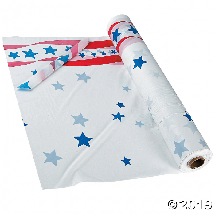 Patriotic Banquet Plastic Tablecloth Roll (100 ft)