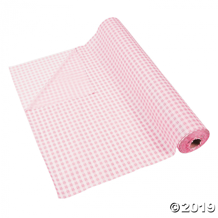 Light Pink Gingham Plastic Tablecloth Roll (1 Roll(s)) Light Pink Gingham Plastic Tablecloth Roll (1 Roll(s))