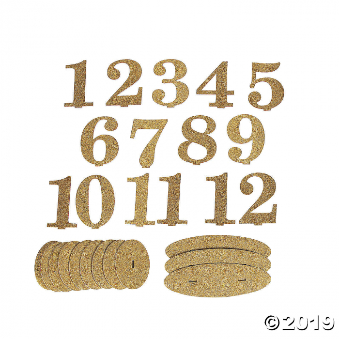 1 - 12 Gold Glitter Table Numbers (Per Dozen)