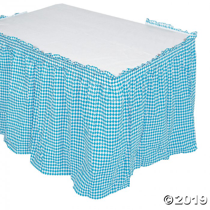 Blue & White Argyle Table Skirt (1 Piece(s))