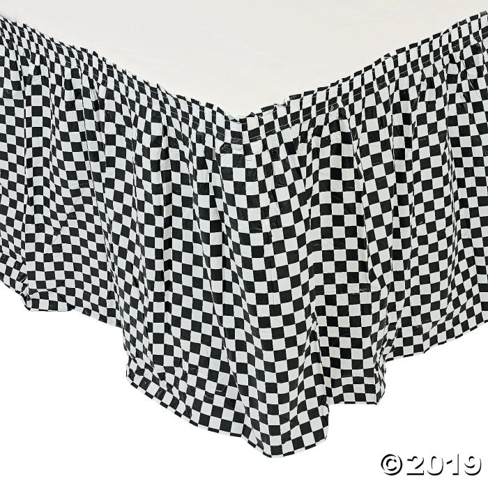 Black & White Checkered Pleated Table Skirt (1 Piece(s))
