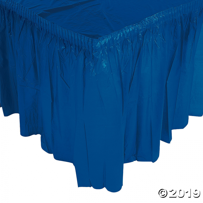 Pleated Navy Blue Table Skirt (1 Piece(s))