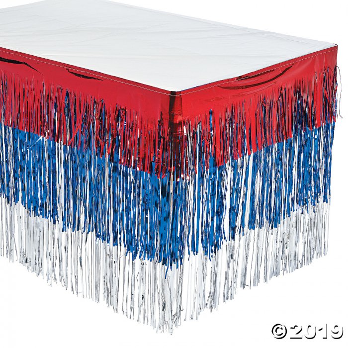 Tiered Patriotic Fringe Table Skirt (1 Piece(s))