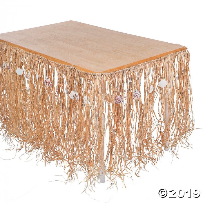 Natural Raffia and Sea Shell Table Skirt (1 Piece(s))