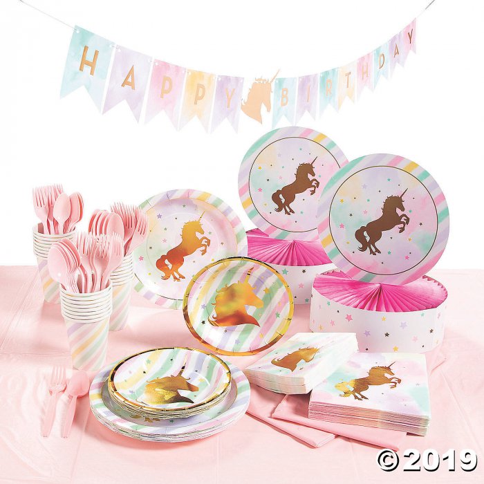 Sparkle Unicorn Tableware Party Kit for 24 (1 Set(s))
