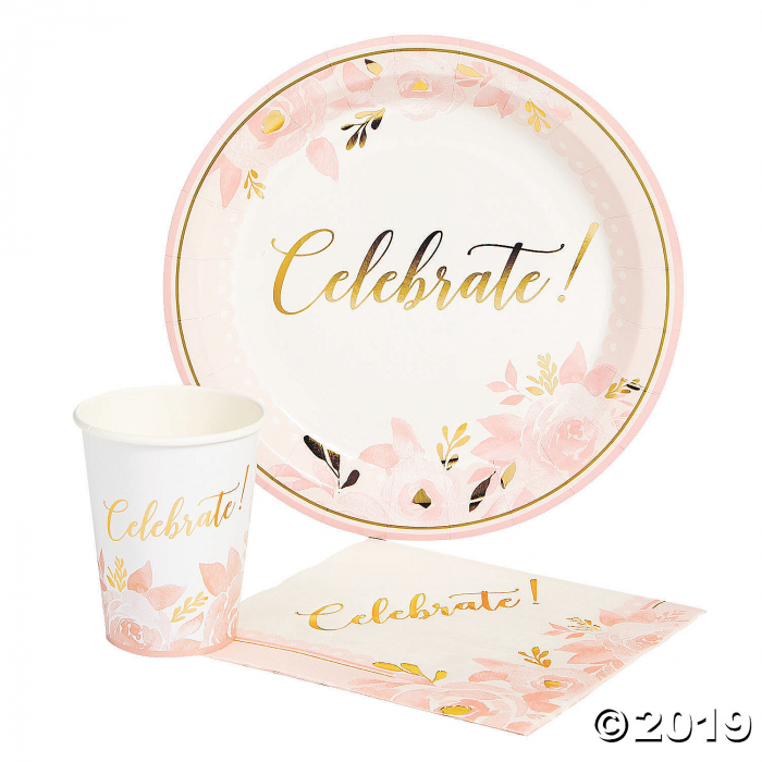 Lillian & Rose Pink & Gold Celebrate Bridal Shower Tableware Set (1 Set(s))