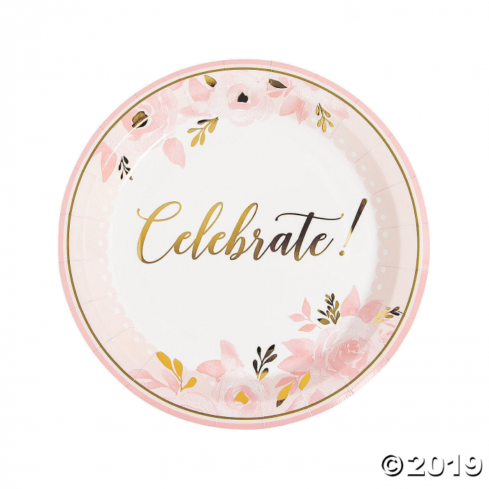 Lillian & Rose Pink & Gold Celebrate Bridal Shower Tableware Set (1 Set(s))