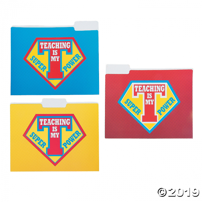 Superhero Teacher File Folders (Per Dozen)