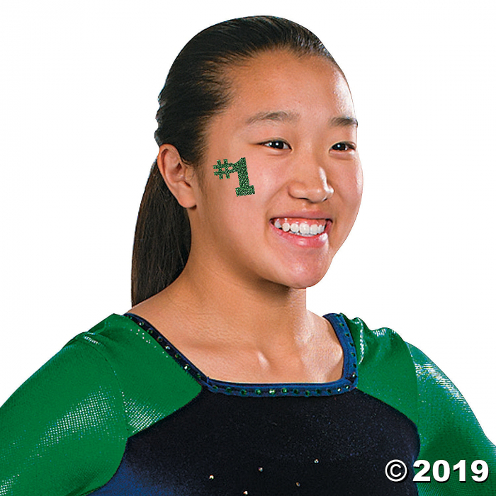 #1 Green Glitter Tattoo Stickers (Per Dozen)