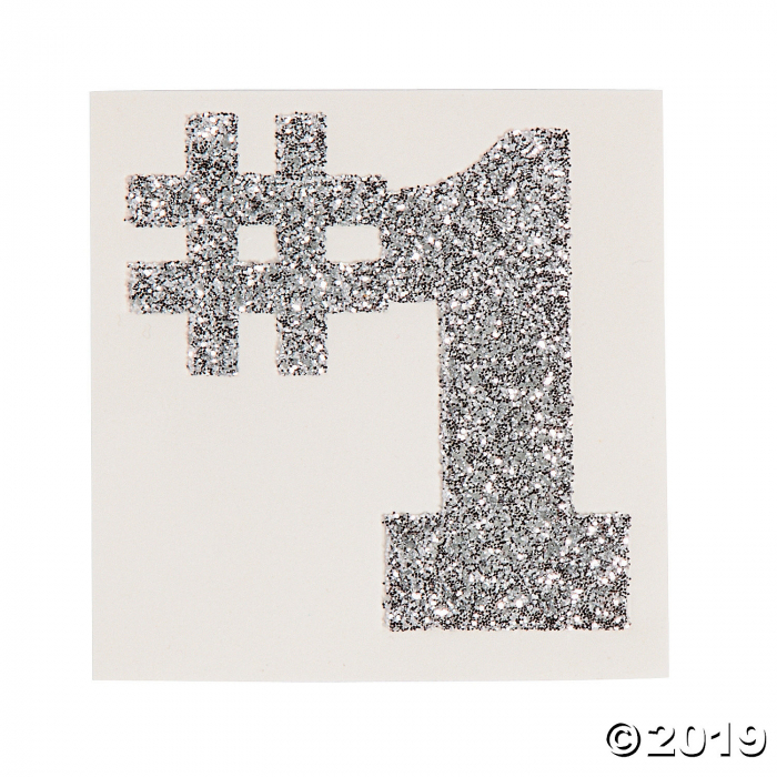 #1 Silver Glitter Tattoo Stickers (Per Dozen)