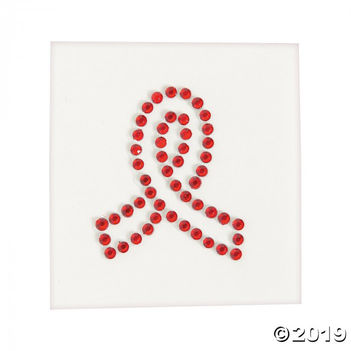 Red Awareness Ribbon Jewel Tattoos (Per Dozen)