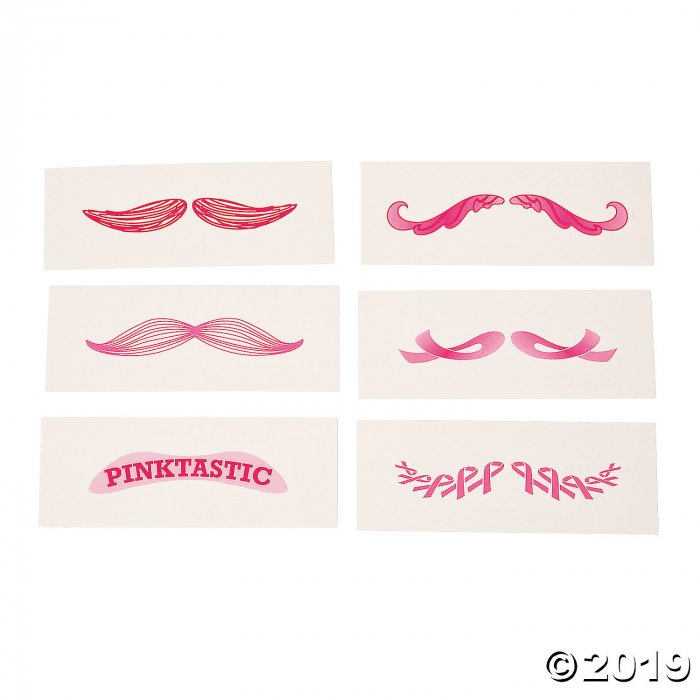 Pink Mustache Tattoos (Per Dozen)