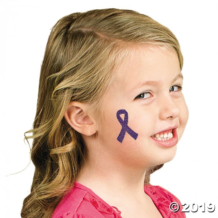 Purple Awareness Ribbon Tattoo Stickers (Per Dozen)