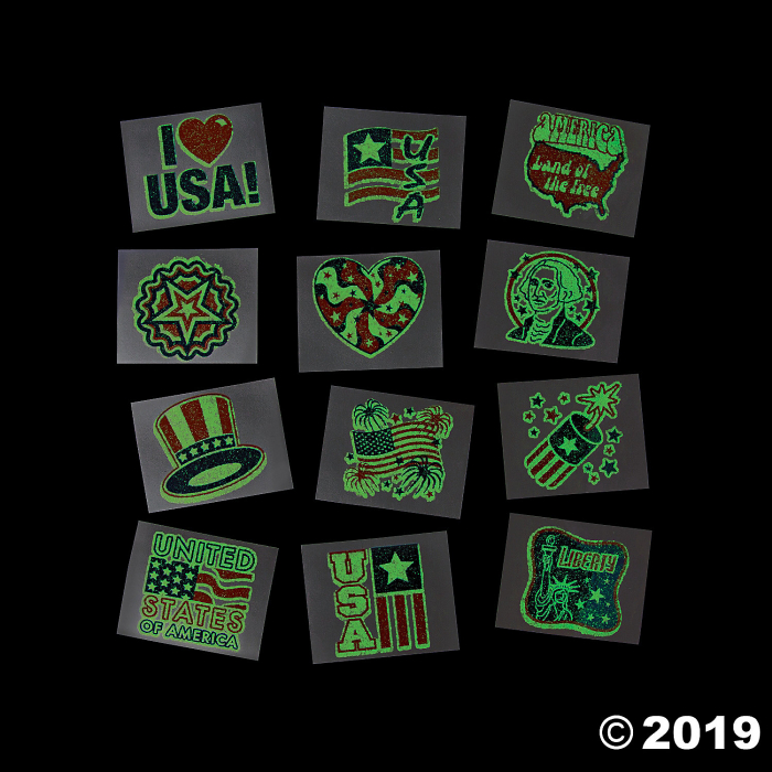 Glow-in-the-Dark Patriotic Tattoos (72 Piece(s))
