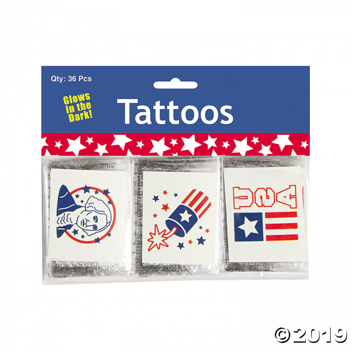 Glow-in-the-Dark Patriotic Tattoos (72 Piece(s))
