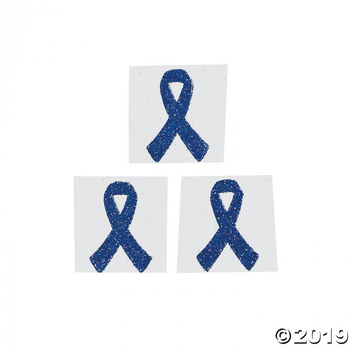 Blue Awareness Ribbon Tattoo Stickers (Per Dozen)