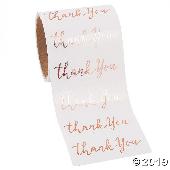 Rose Gold Foil Modern Thank You Stickers (1 Roll(s))