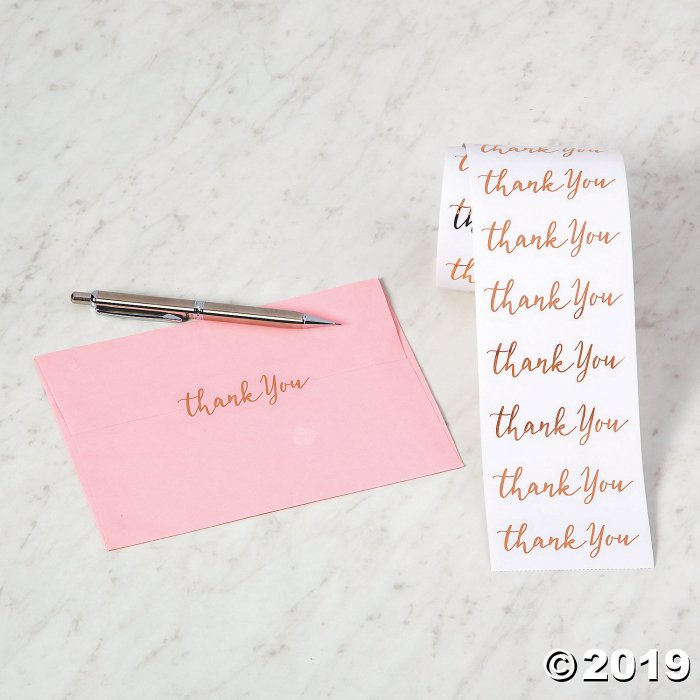 Rose Gold Foil Modern Thank You Stickers (1 Roll(s))