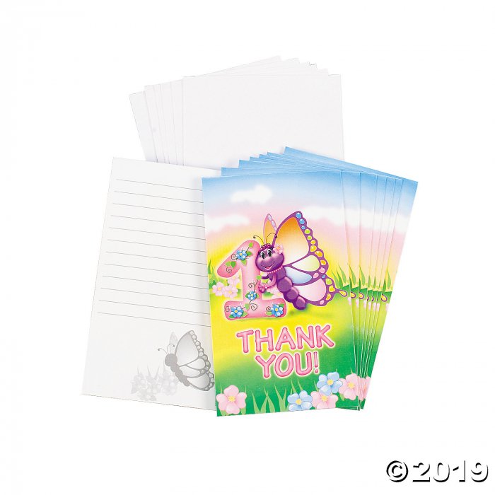 Butterfly 1st Birthday Thank You Cards (8 Piece(s))