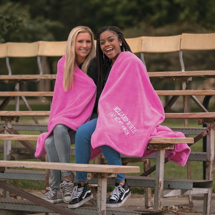 Personalized Pink Stadium Blanket with White Embroidery (1 Piece(s))