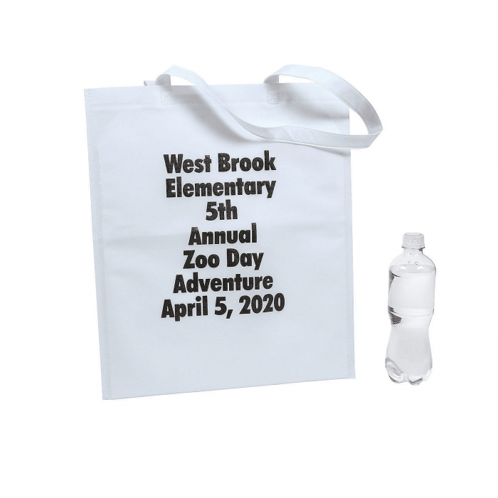 Personalized Large White Tote Bags with Text Color Choice (24 Piece(s))