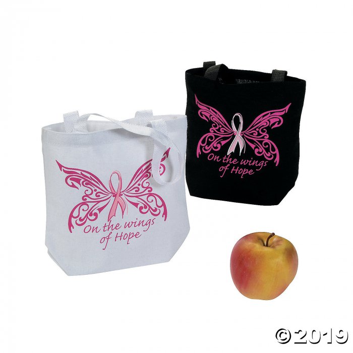 Mini Pink Ribbon Wings of Hope Tote Bags (Per Dozen)