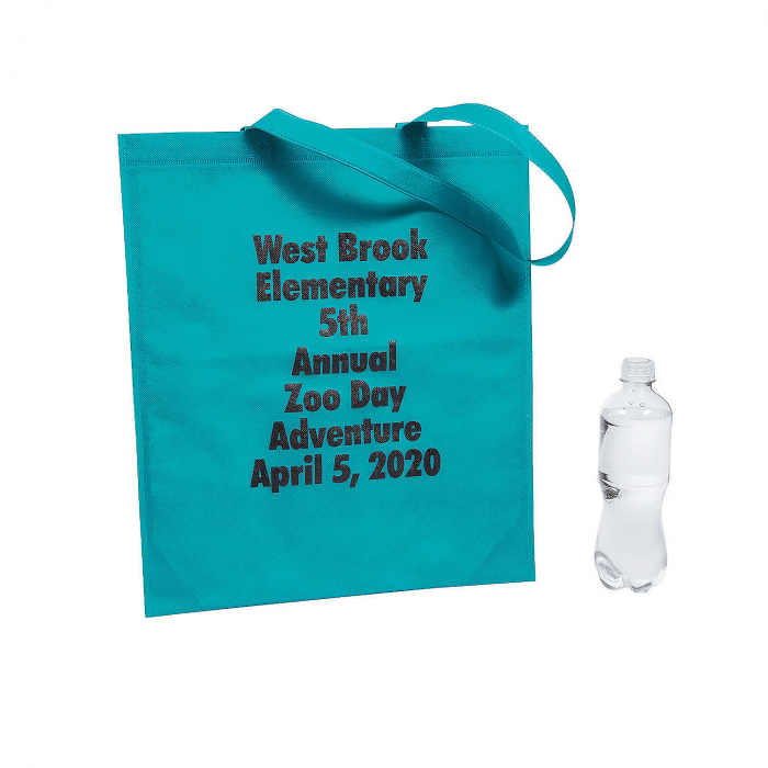 Personalized Large Teal Tote Bags with Text Color Choice (24 Piece(s))