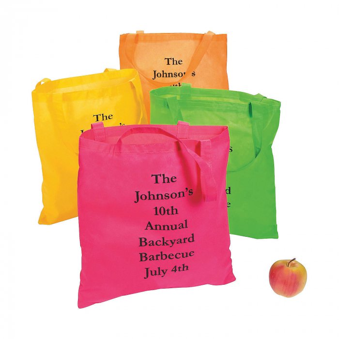 Personalized Large Neon Tote Bags (24 Piece(s))