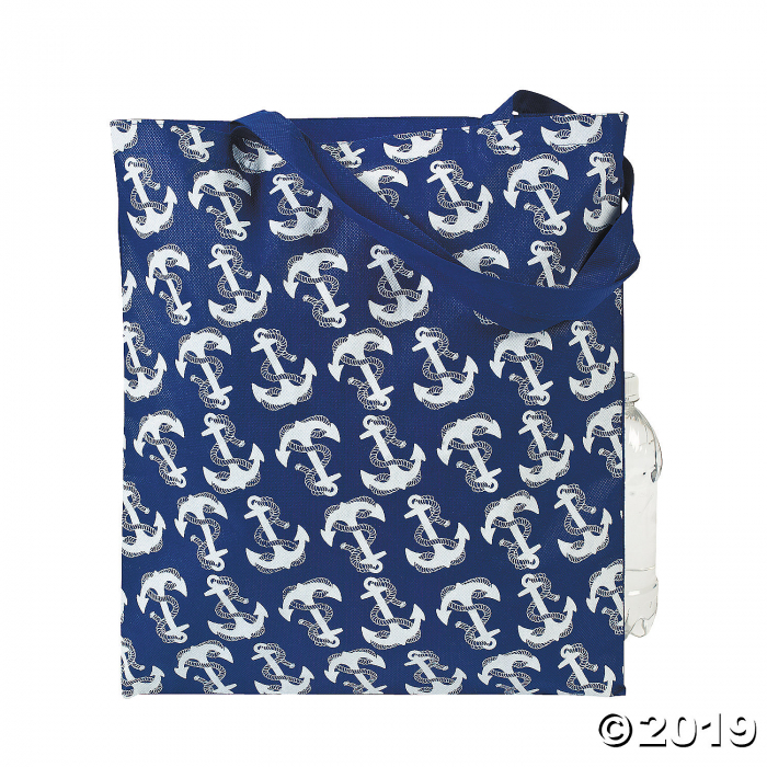 Large Navy Anchor Tote Bags (Per Dozen)