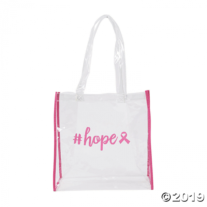 Large Pink Ribbon Clear Tote Bags (6 Piece(s))